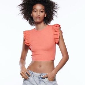 Zara Coral Crop Top